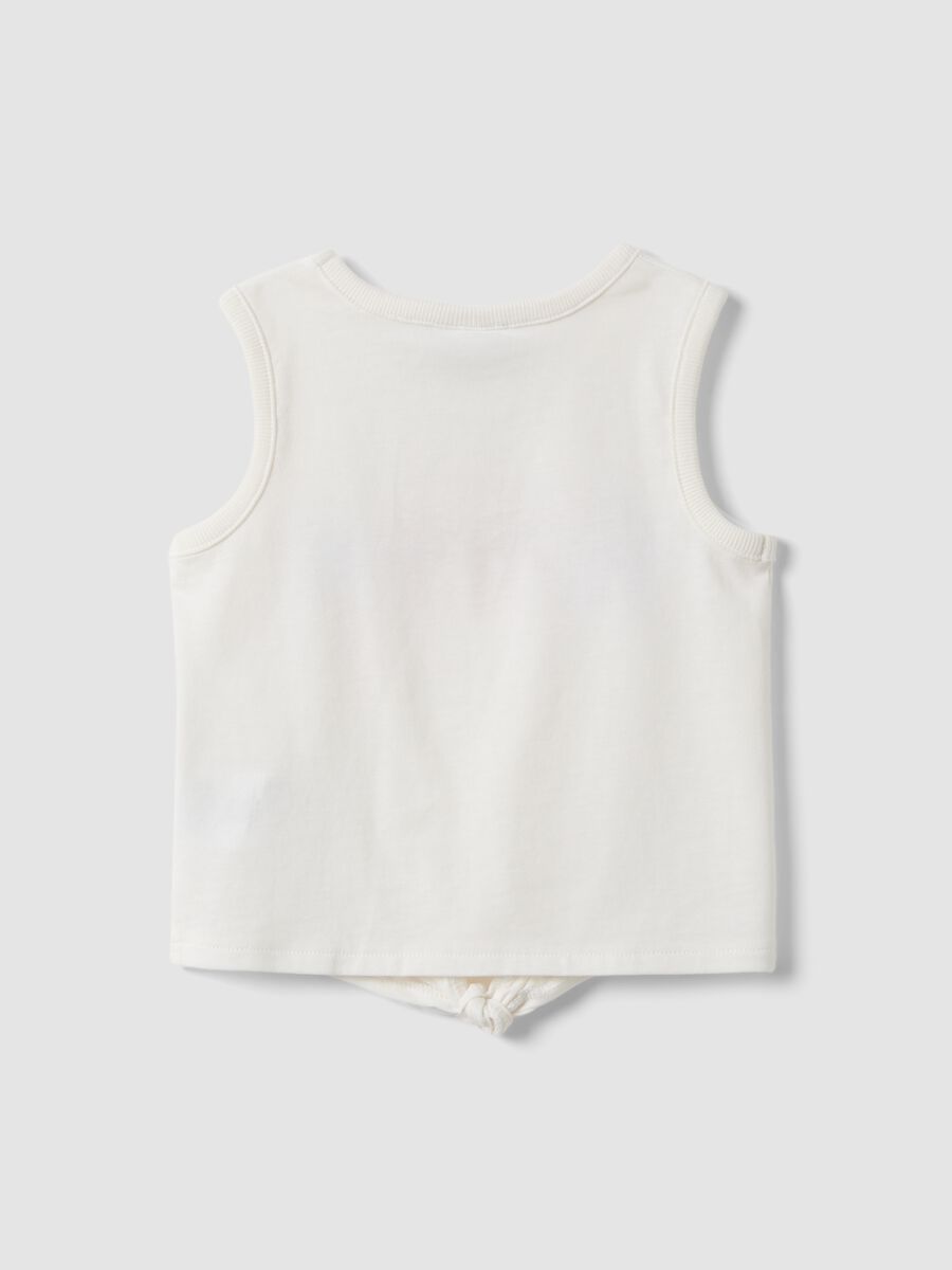 White organic cotton tank top with front tie detail_1