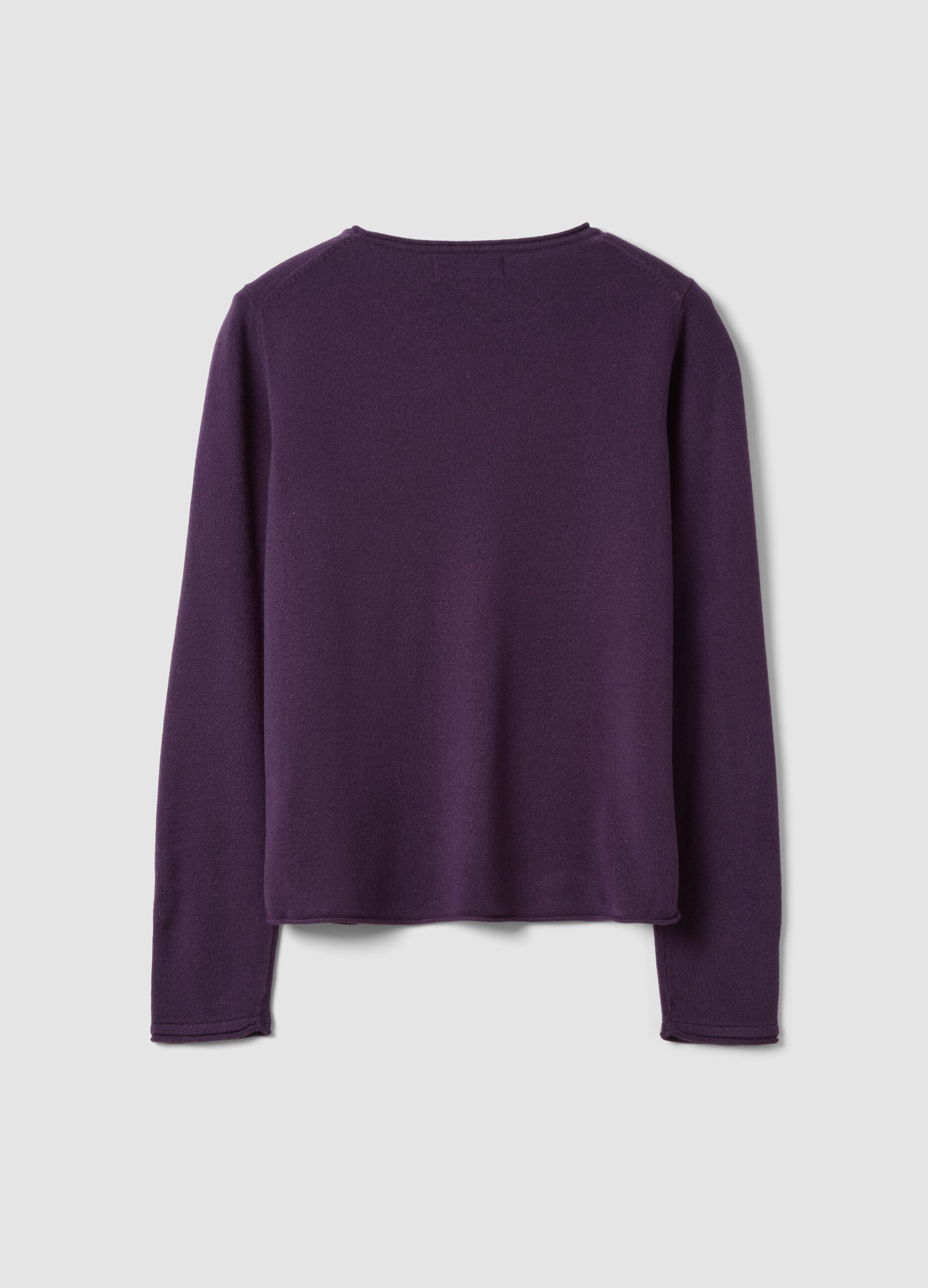 Dark purple fitted crew-neck long-sleeve top
