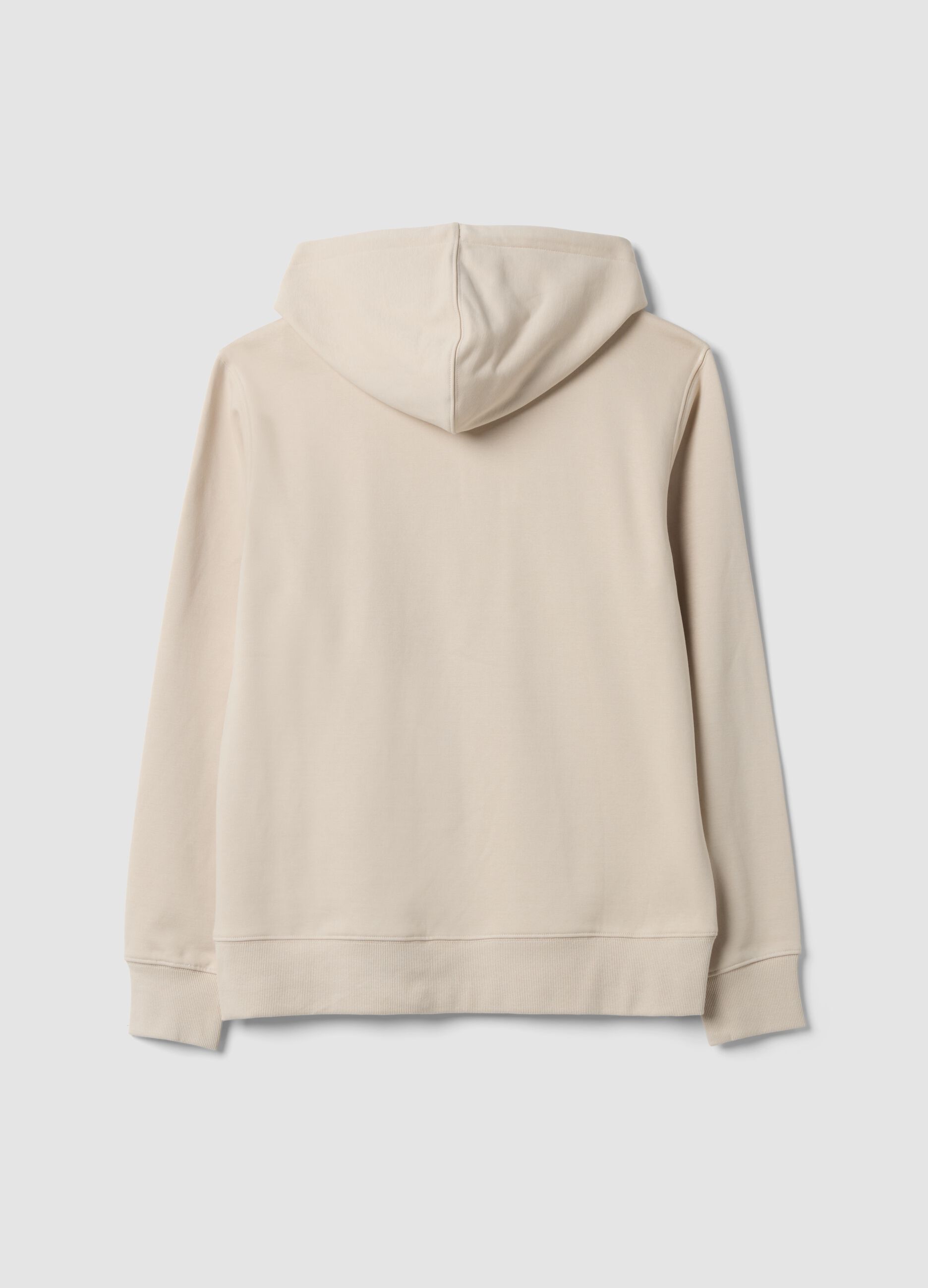 Felpa full zip beige in misto cotone con cappuccio regular fit
