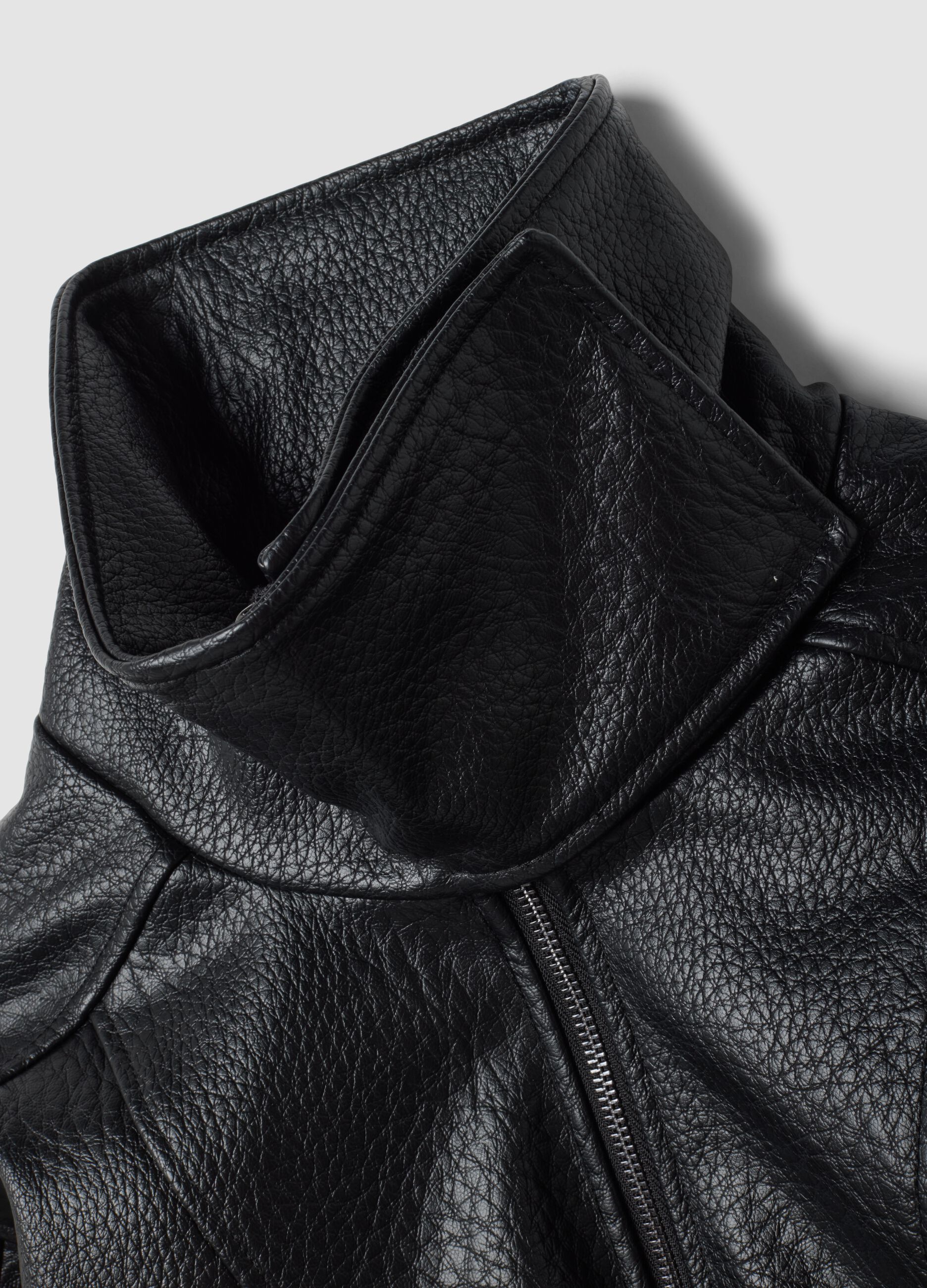 Black Oversized Faux Leather Jacket