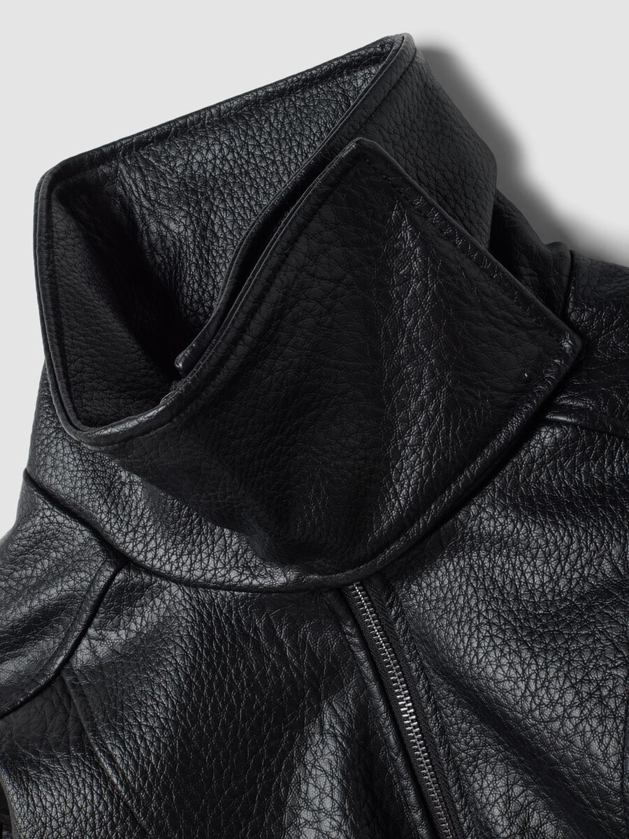 Black Oversized Faux Leather Jacket_8