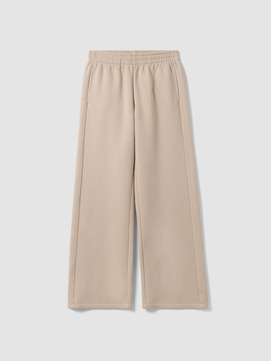 White cotton-blend straight-fit joggers_0
