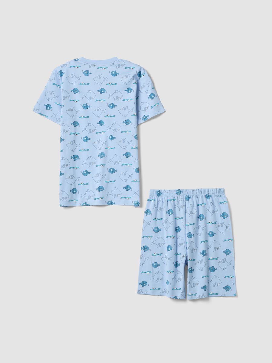 Blue pure organic cotton boys&rsquo; pyjamas with fish print_1