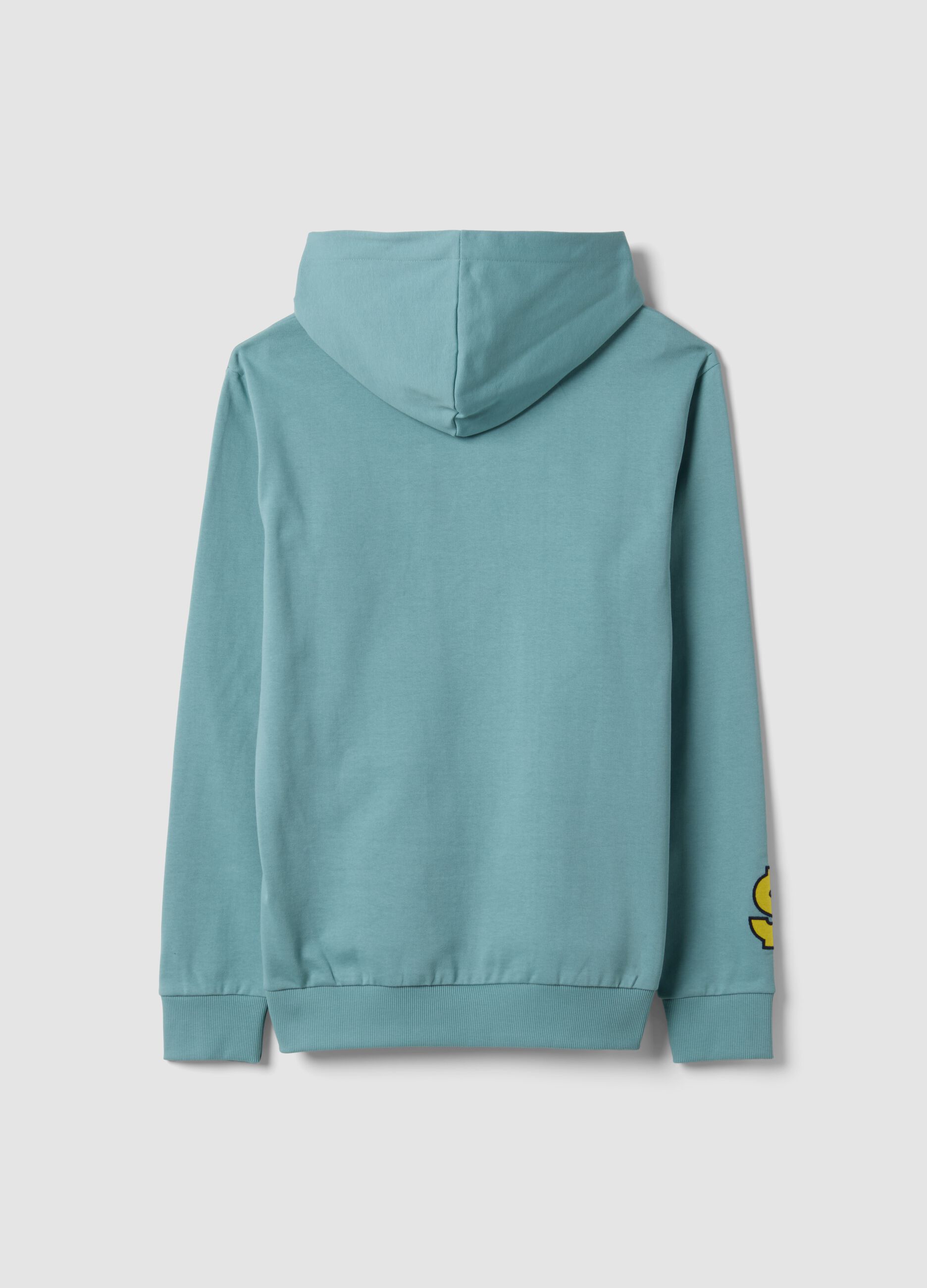 Green pure cotton hoodie with Scrooge McDuck print