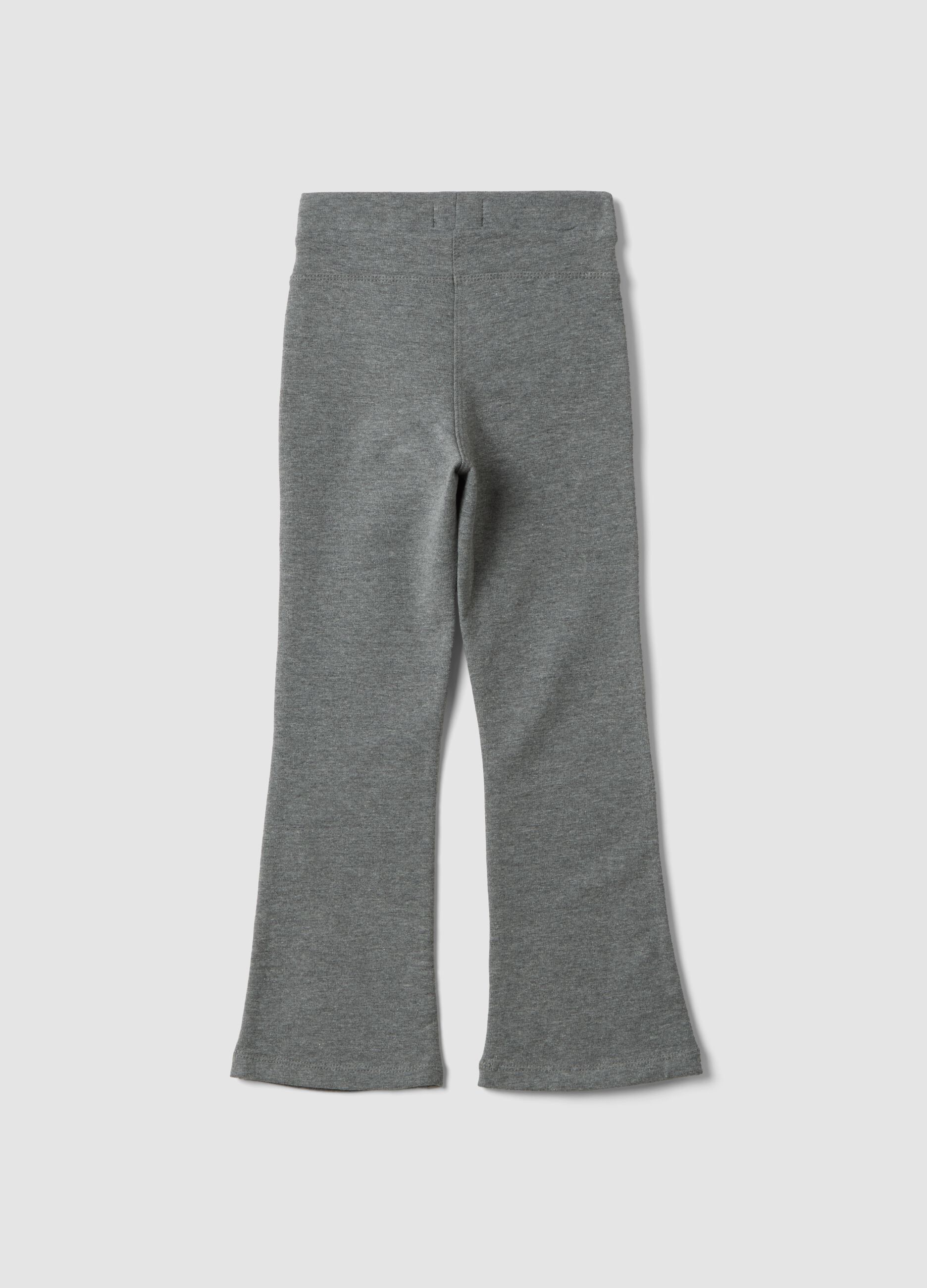 Grey marl flared treggings in stretchy organic cotton