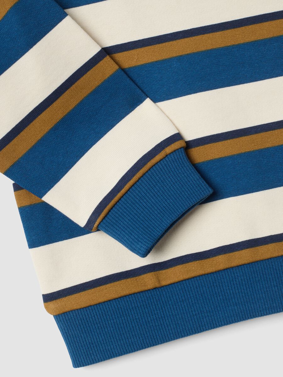 Ivory, navy and tobacco-brown pure cotton crew-neck sweatshirt_3