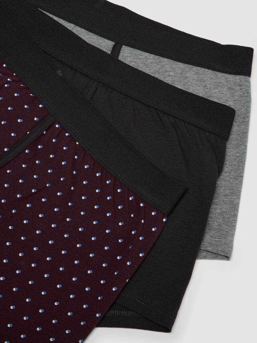 3-pack of black, grey marl and burgundy red stretch organic cotton boxers_2
