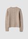 Beige stretch wool crew-neck cardigan, regular fit_6