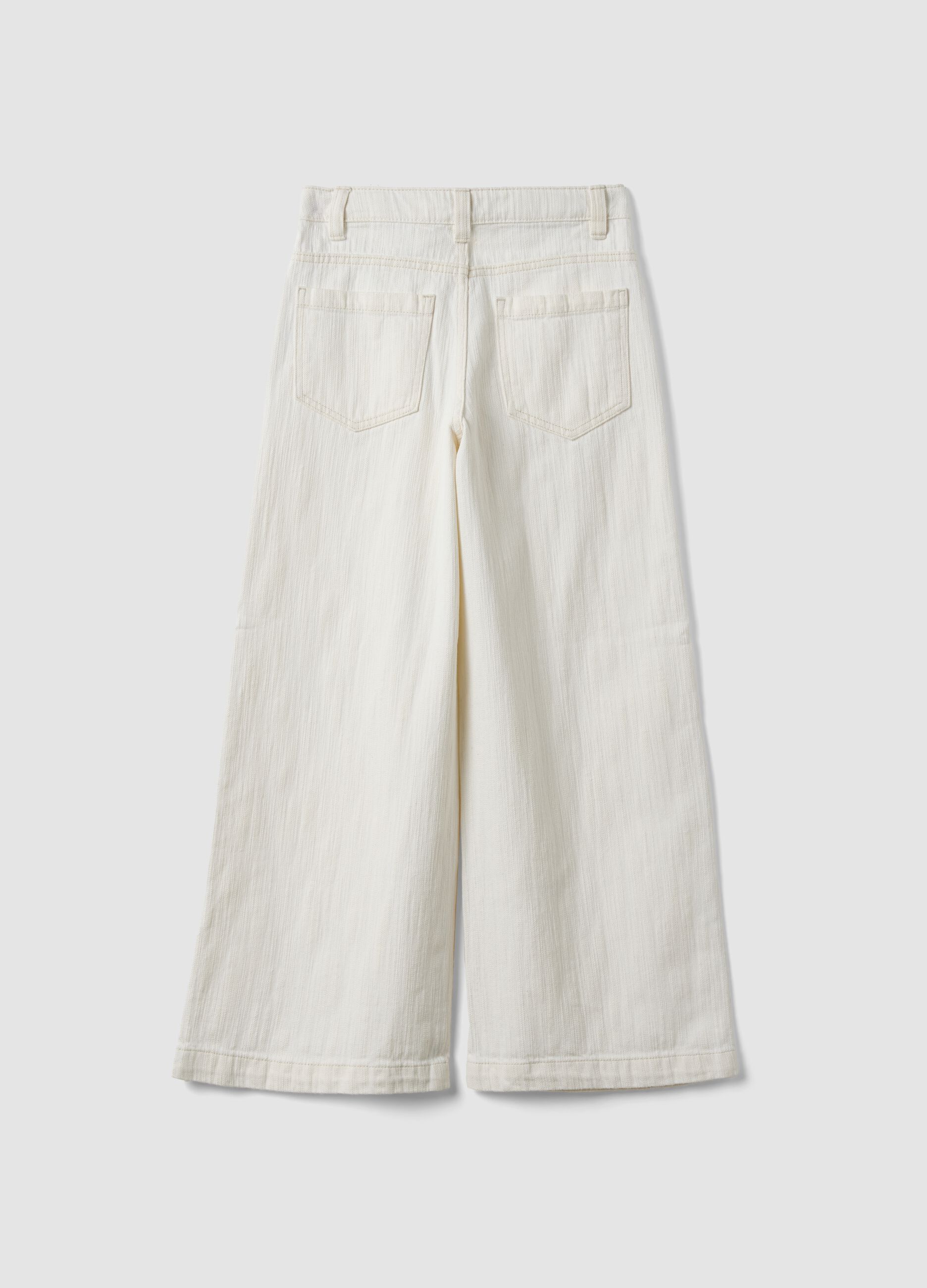 White wide-leg trousers in pure cotton