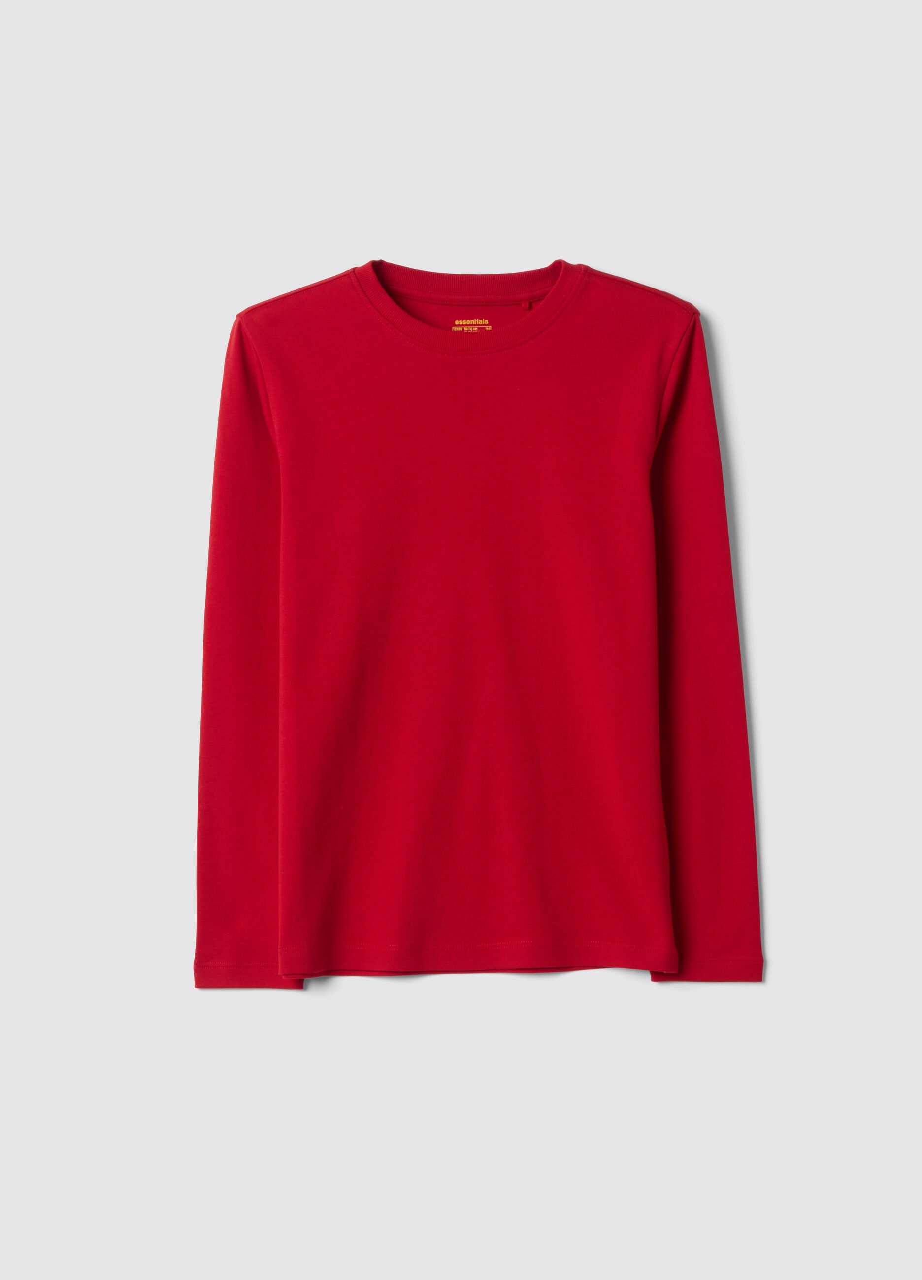 Red organic cotton crew-neck T-shirt