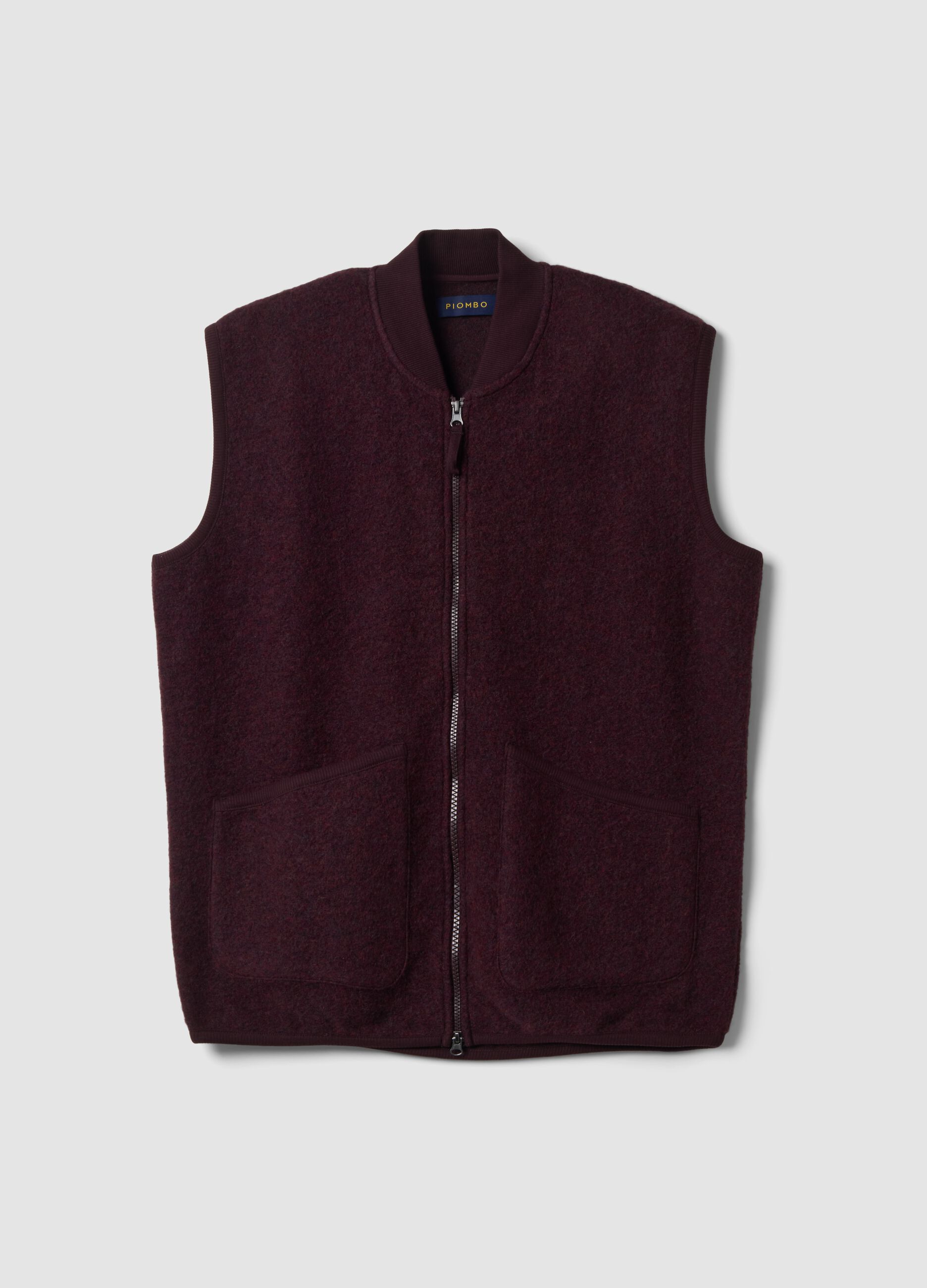 Purple wool-blend gilet with zip