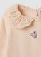 Orange organic stretch cotton top with broderie anglaise collar_2
