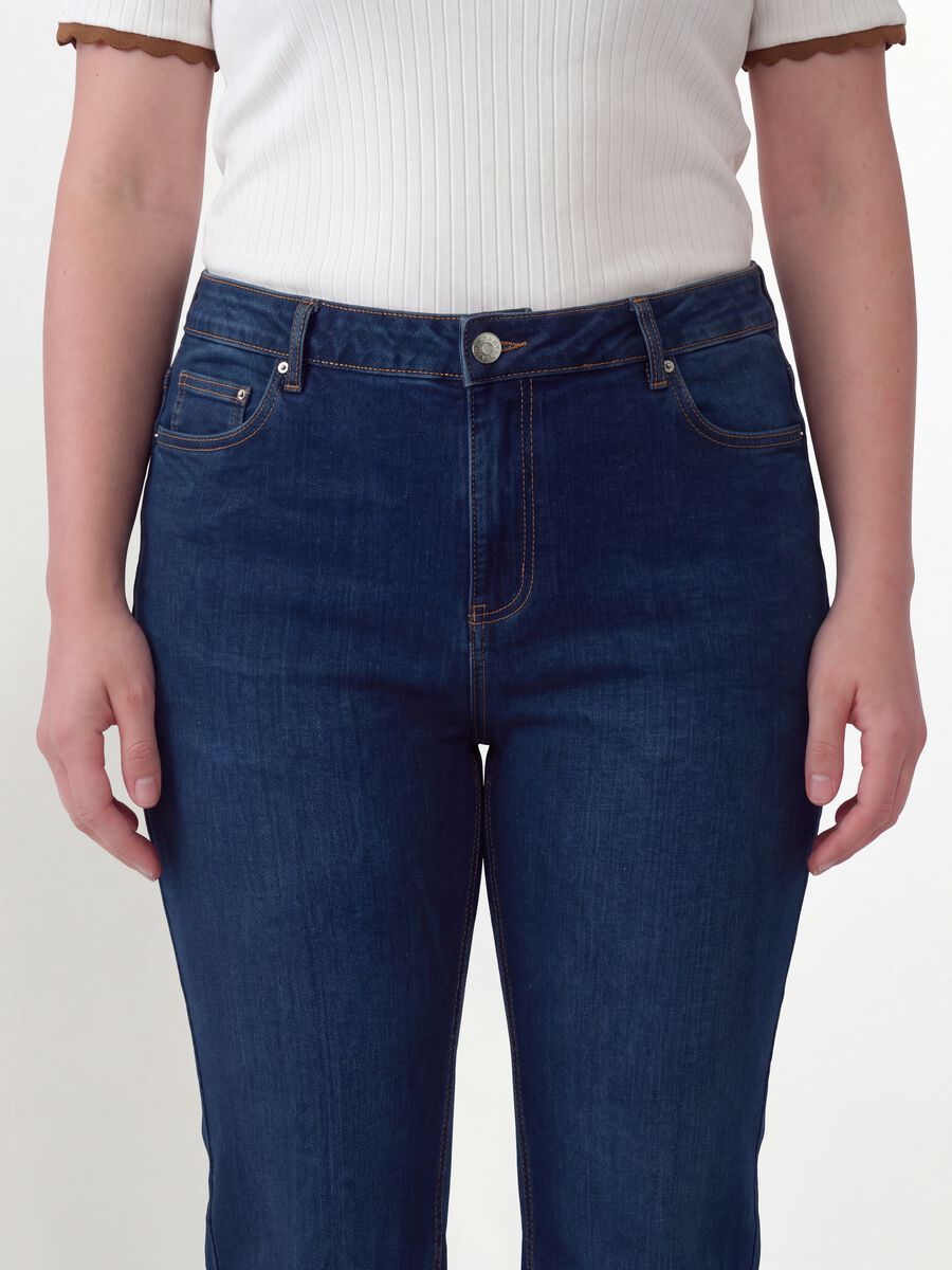 Blue stretch-cotton denim bootcut jeans_2