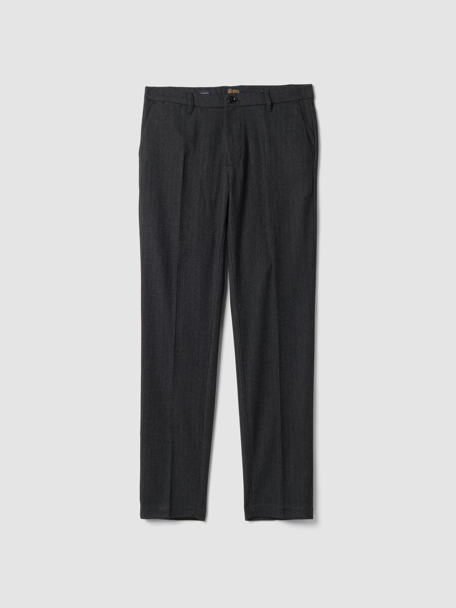 Grey and black slim-fit stretch viscose chino trousers_0
