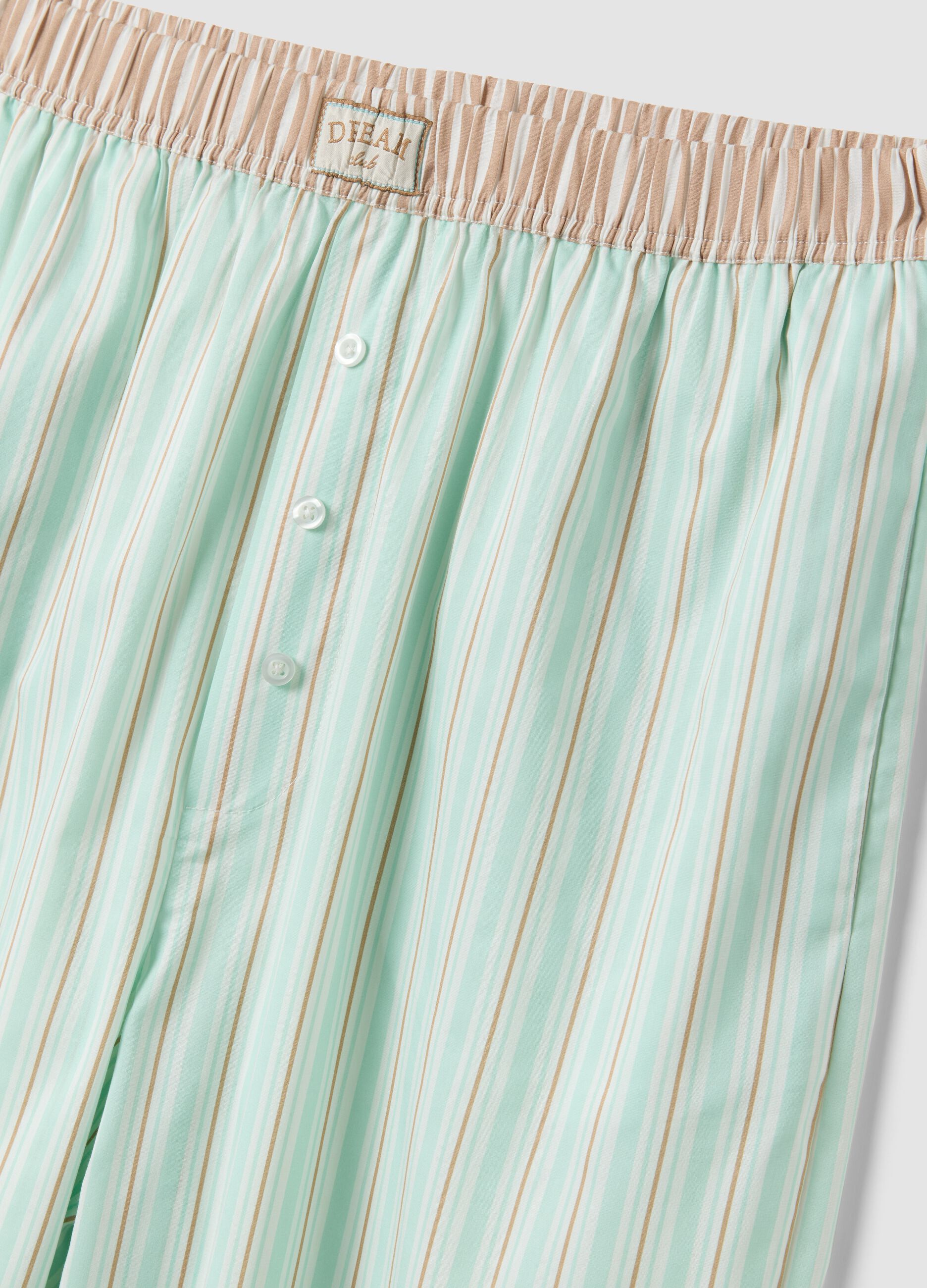 Green striped stretch cotton-blend poplin pyjama trousers