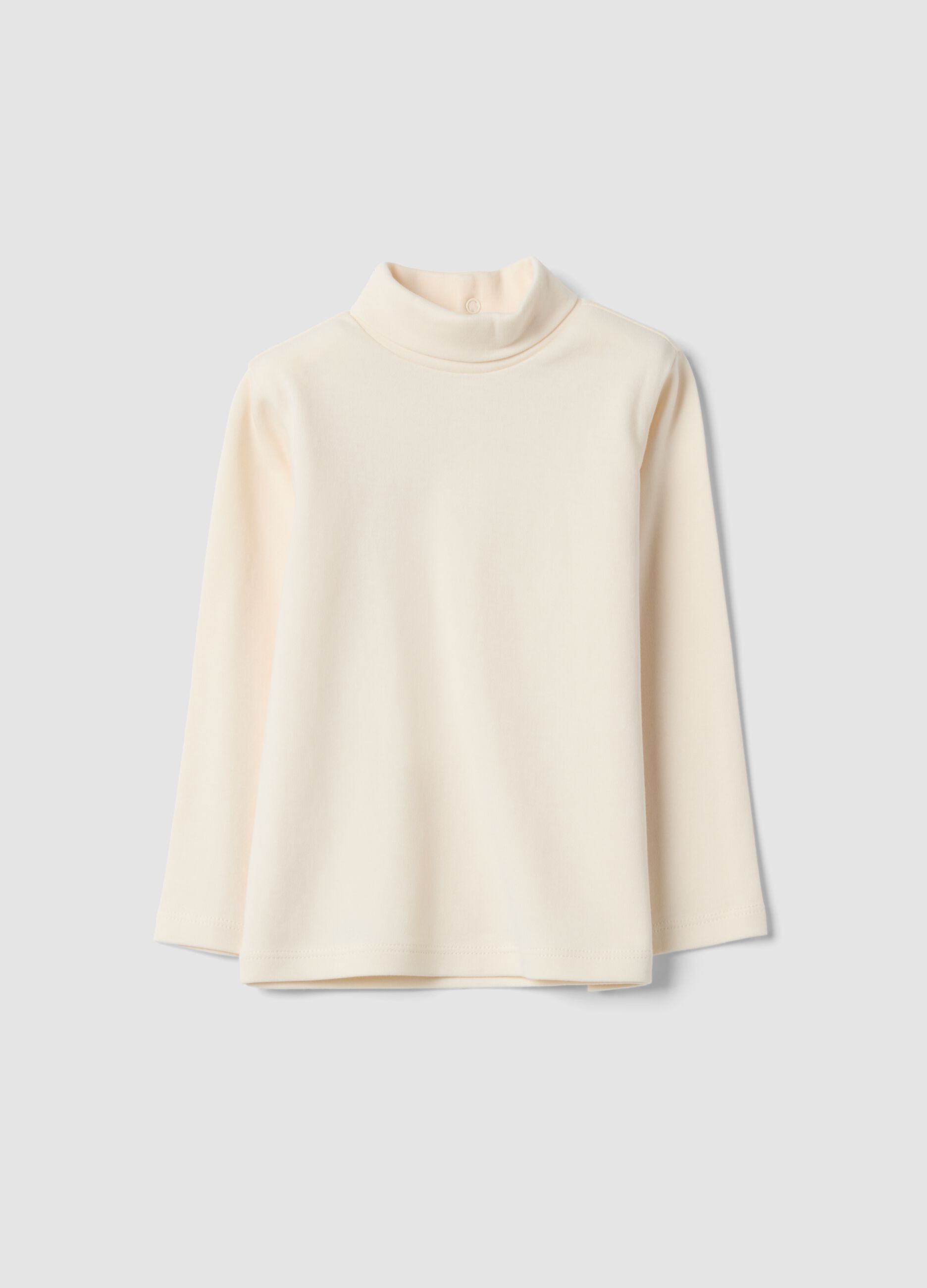 Light beige organic cotton turtleneck top