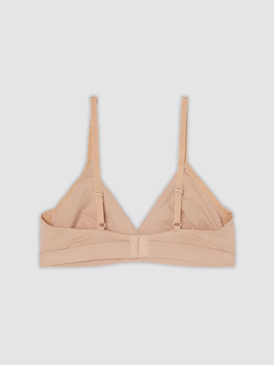 Beige organic cotton and stretch viscose triangle bra_2