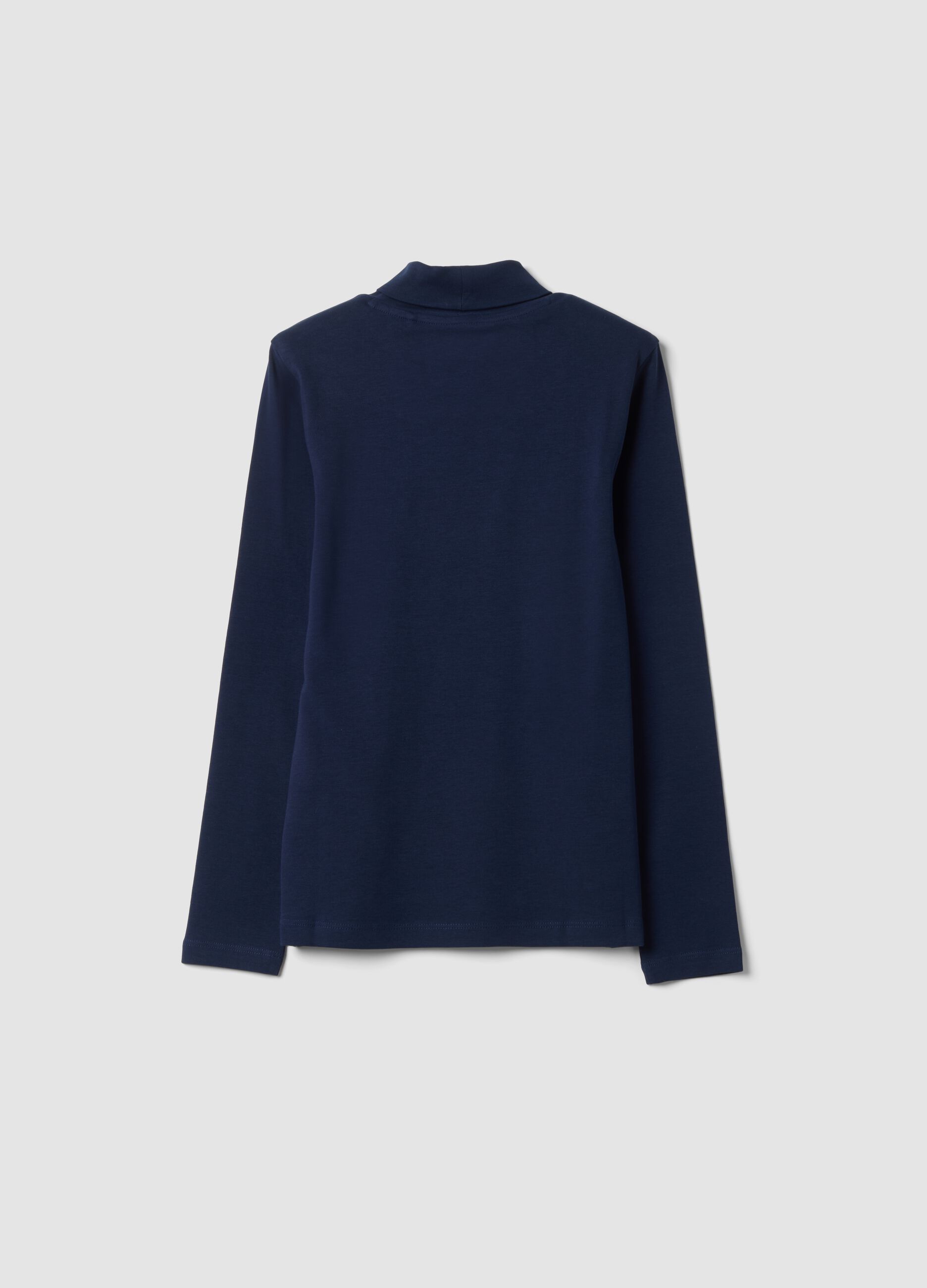Midnight blue organic cotton roll-neck jumper