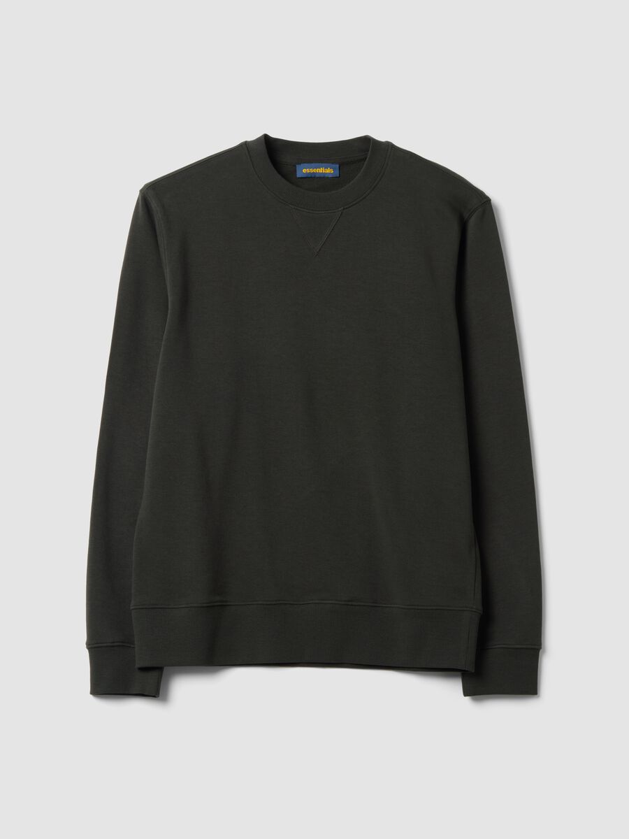 Black crew-neck sweatshirt in cotton blend, regular fit_4