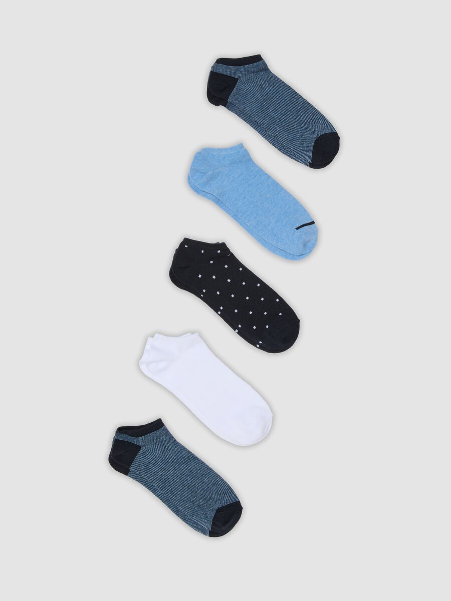 Pack of five blue organic cotton ankle sports socks_0