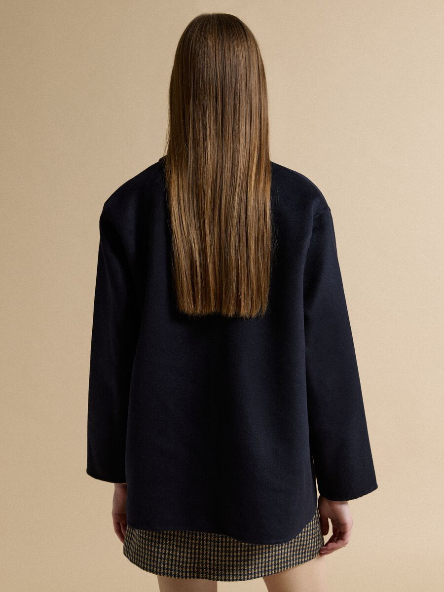 Blue wool-viscose blend over-fit coat with buttons_3