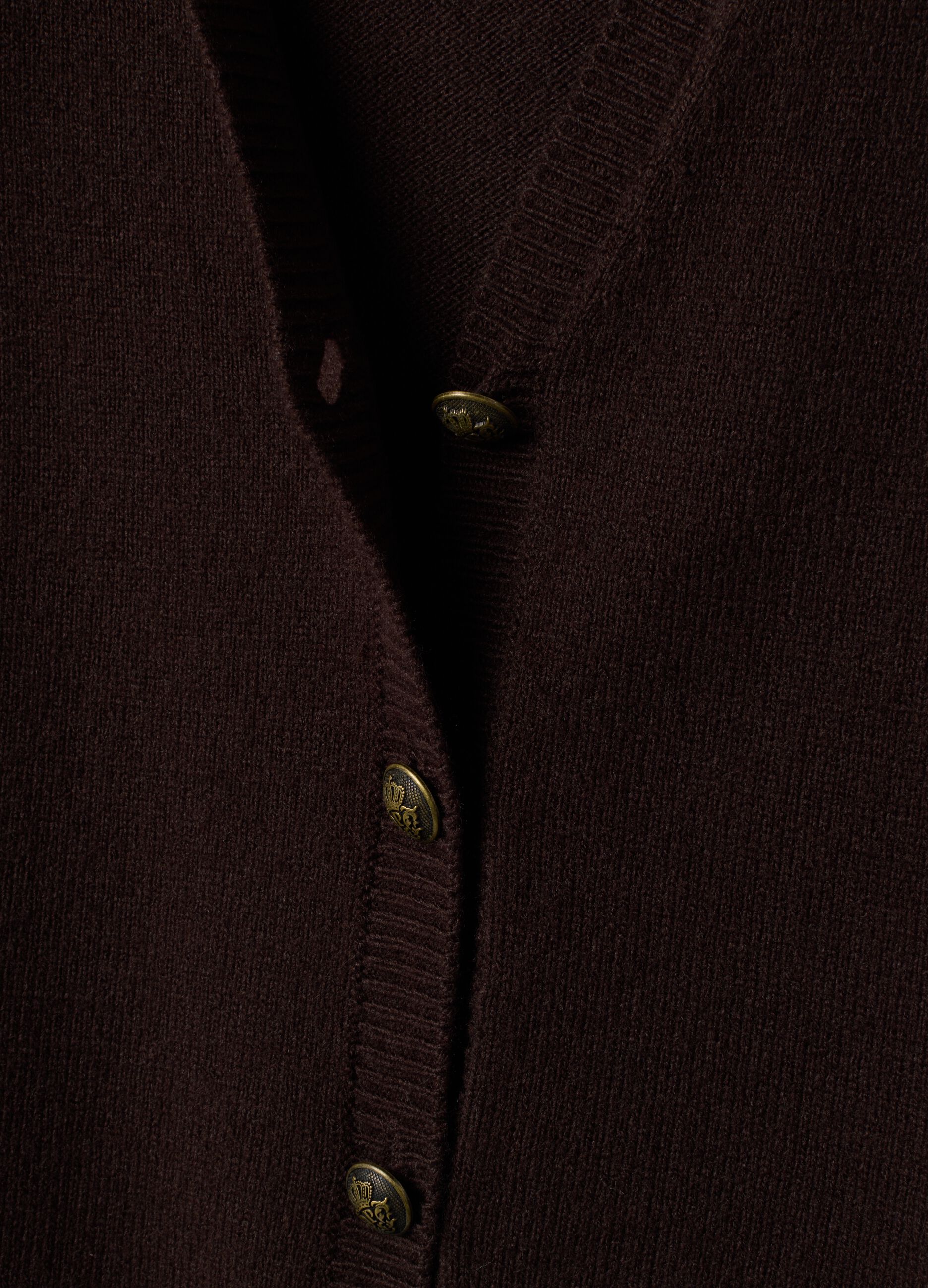 Brown V-neck button-up vest with oversized fit