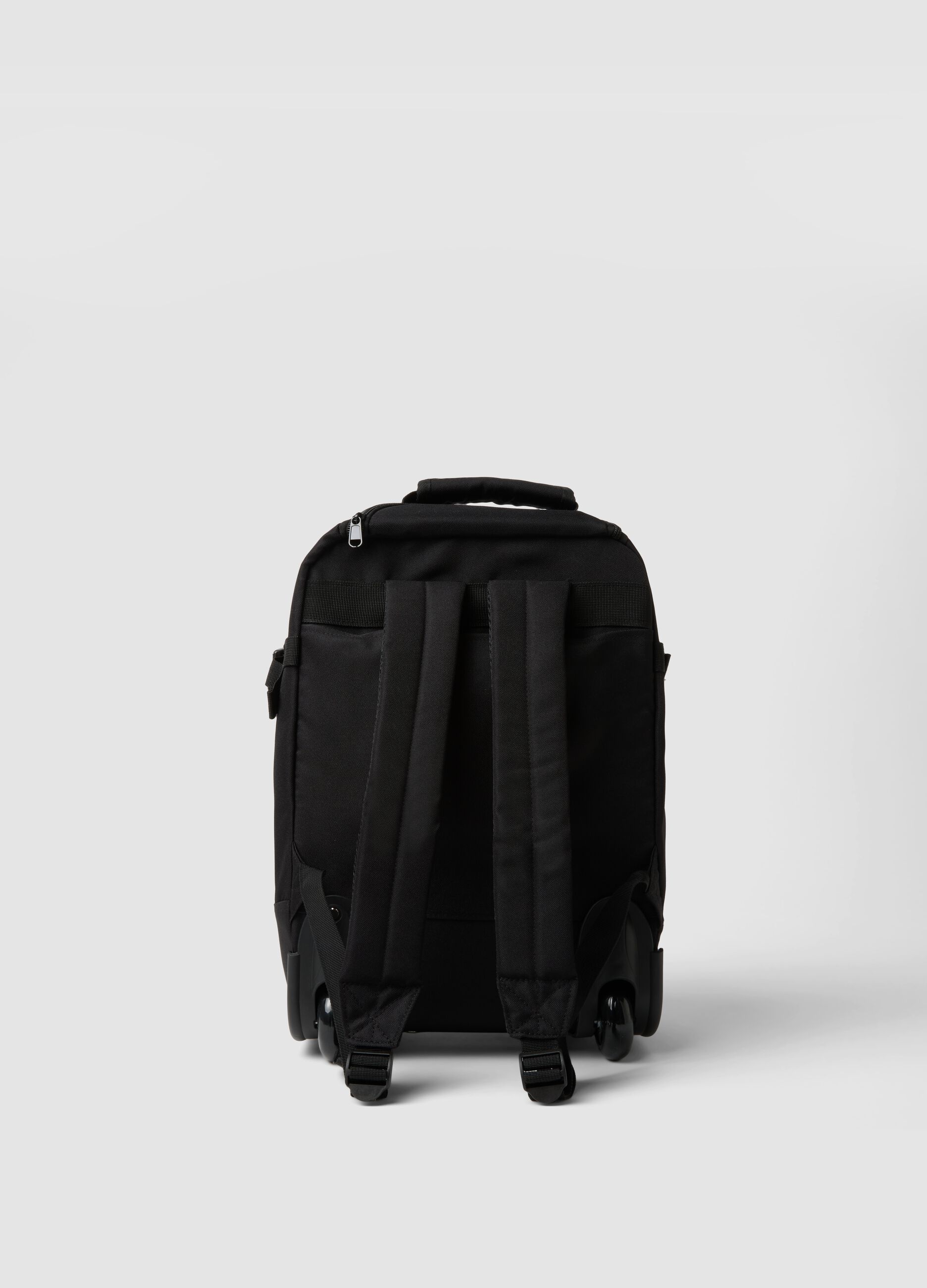 Black trolley bag with shoulder straps and telescopic handle