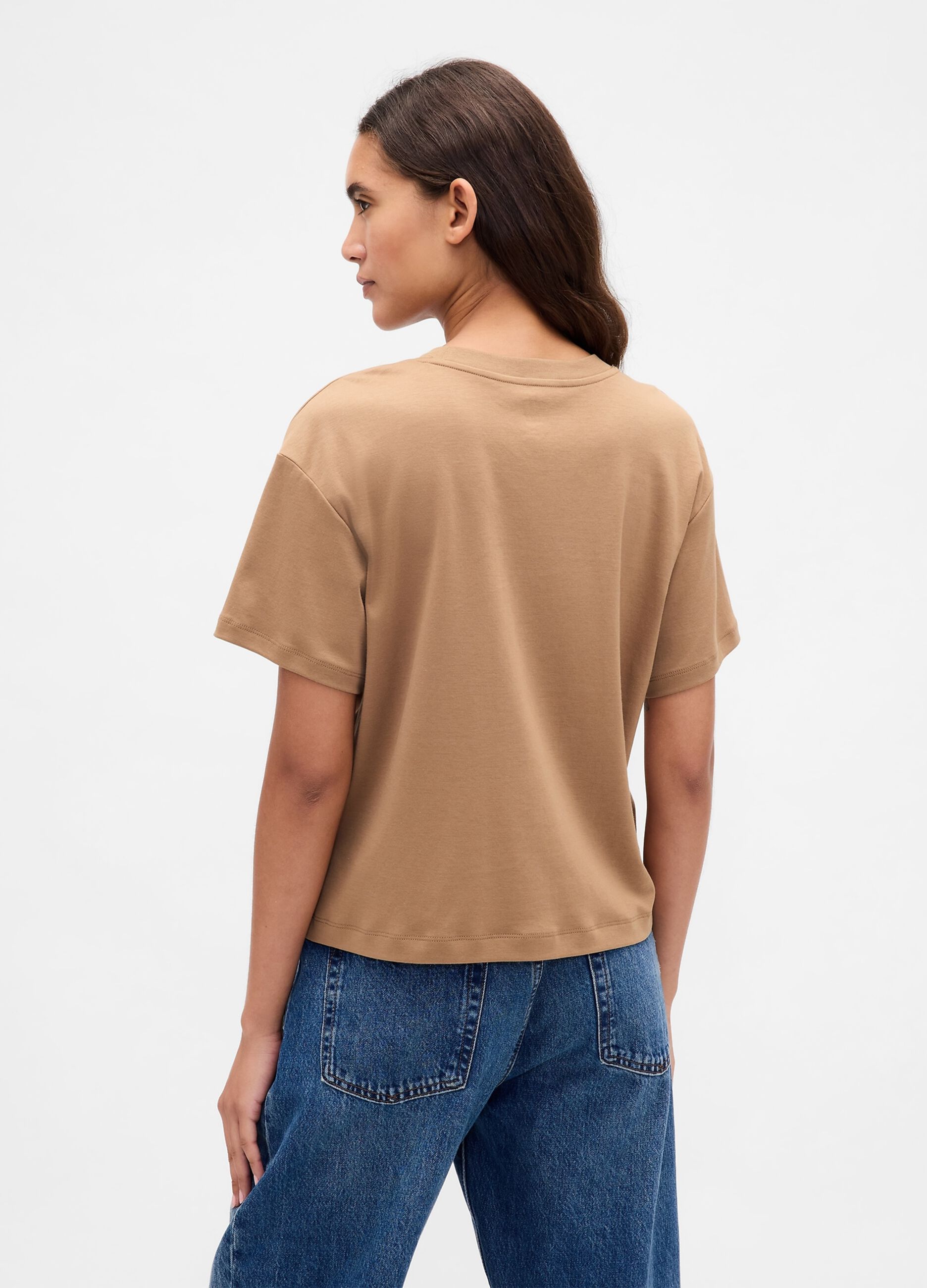 Brown short sleeve cotton T-shirt
