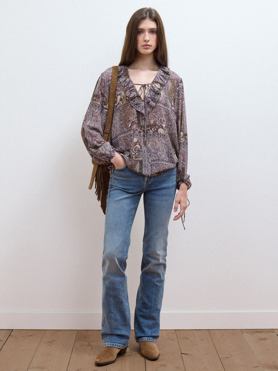 Light Blue Stretch Cotton Bootcut Jeans_0