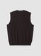 Brown pure merino wool V-neck gilet_2