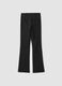 Pantaloni neri flare in viscosa elasticizzata con fantasia gessata_6