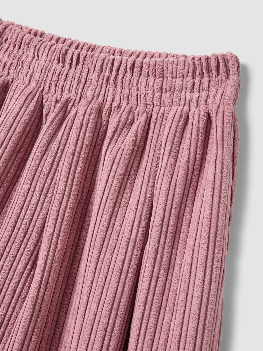 Pink wide-leg ribbed trousers with elasticated waistband_1