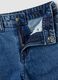 Blue pure cotton wide-leg jeans with floral embroidery_1