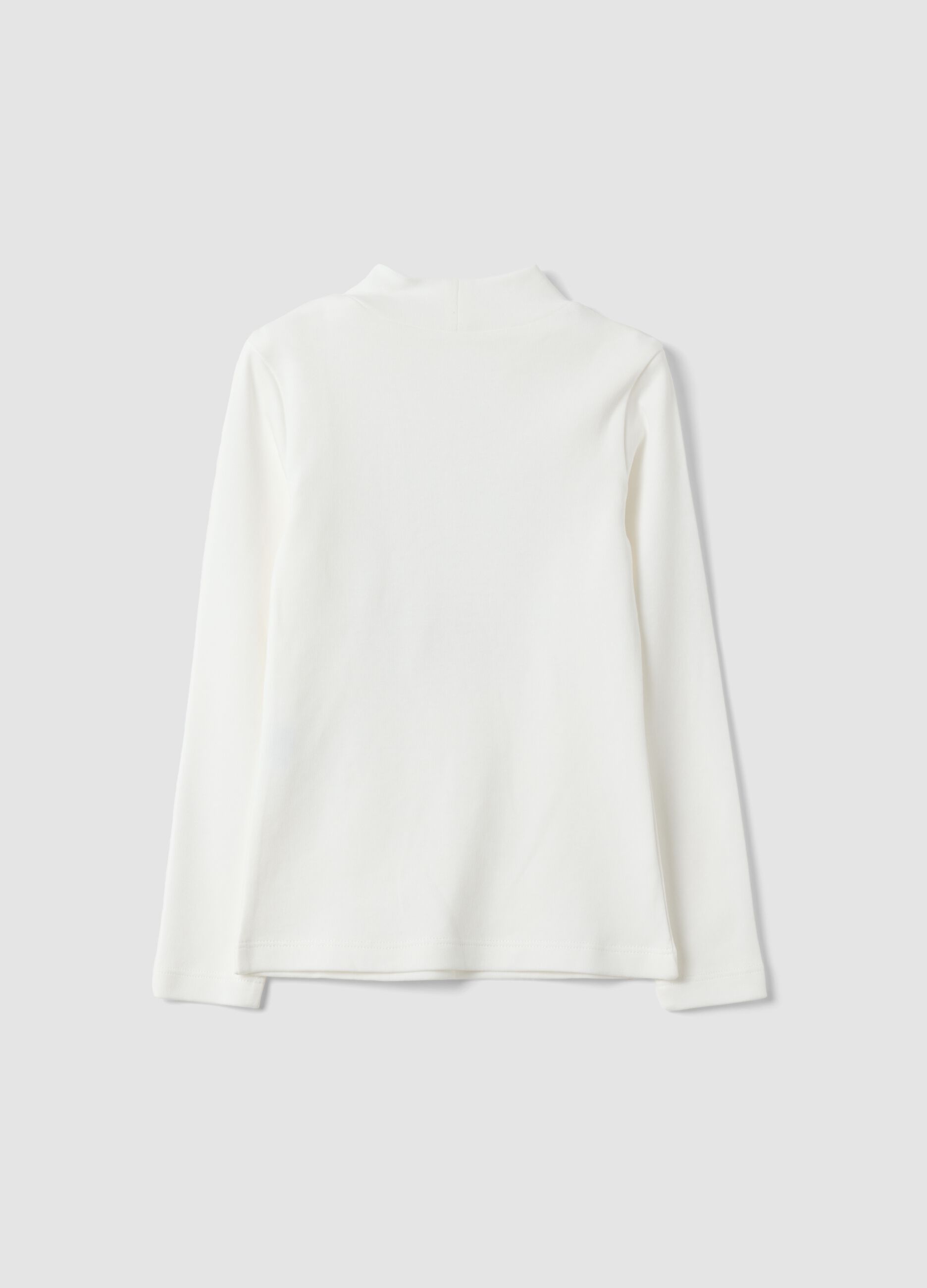 White organic cotton T-shirt with high neck