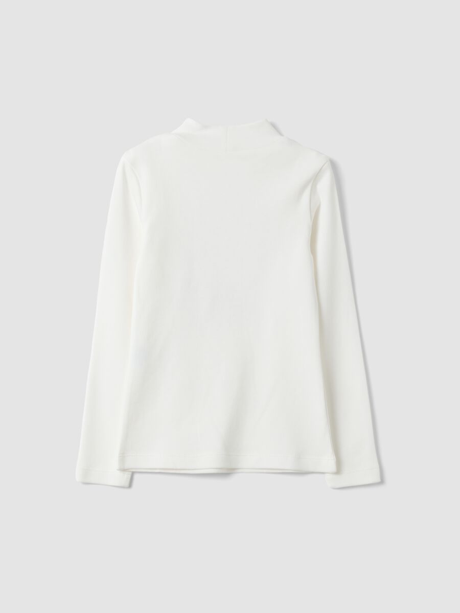 White organic cotton T-shirt with high neck_1