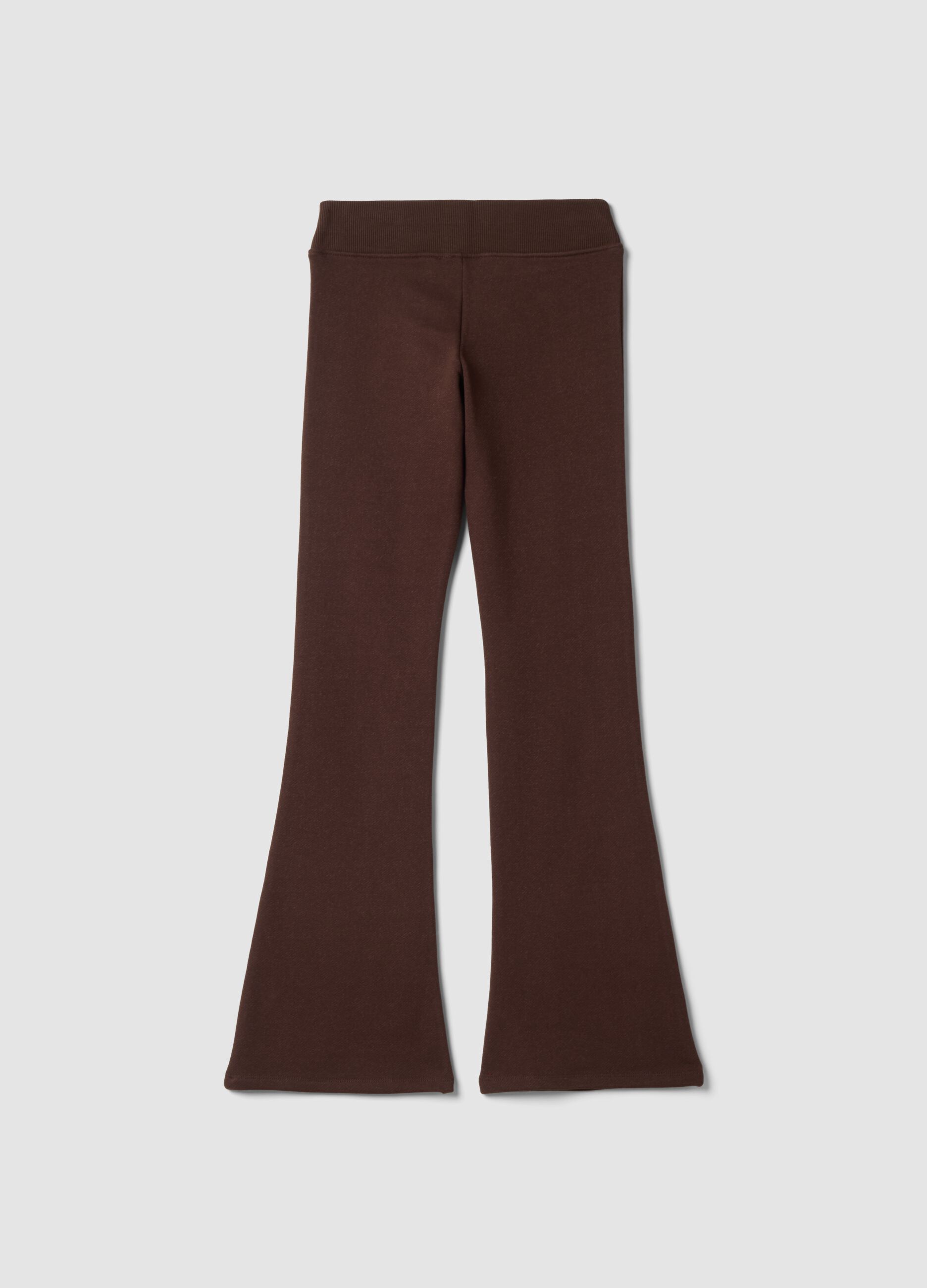 Brown flared stretch-cotton trousers