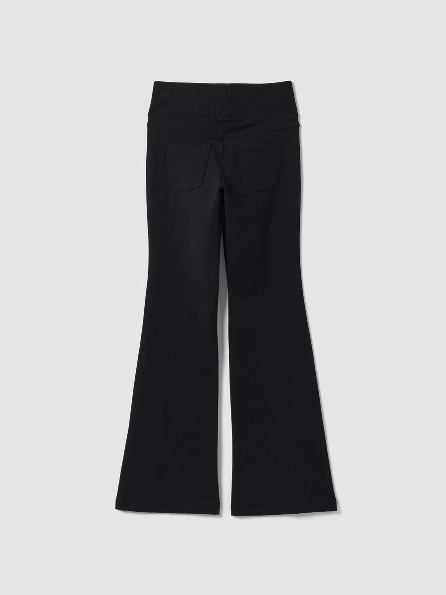 Girls&rsquo; black flared cotton-stretch treggings_5