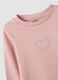 Pink stretch organic cotton T-shirt with printed detail for girls_2
