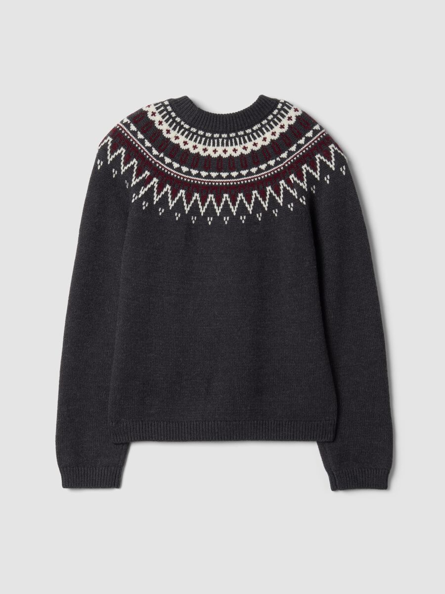 Grey jacquard wool-blend crew-neck jumper, oversized fit_2