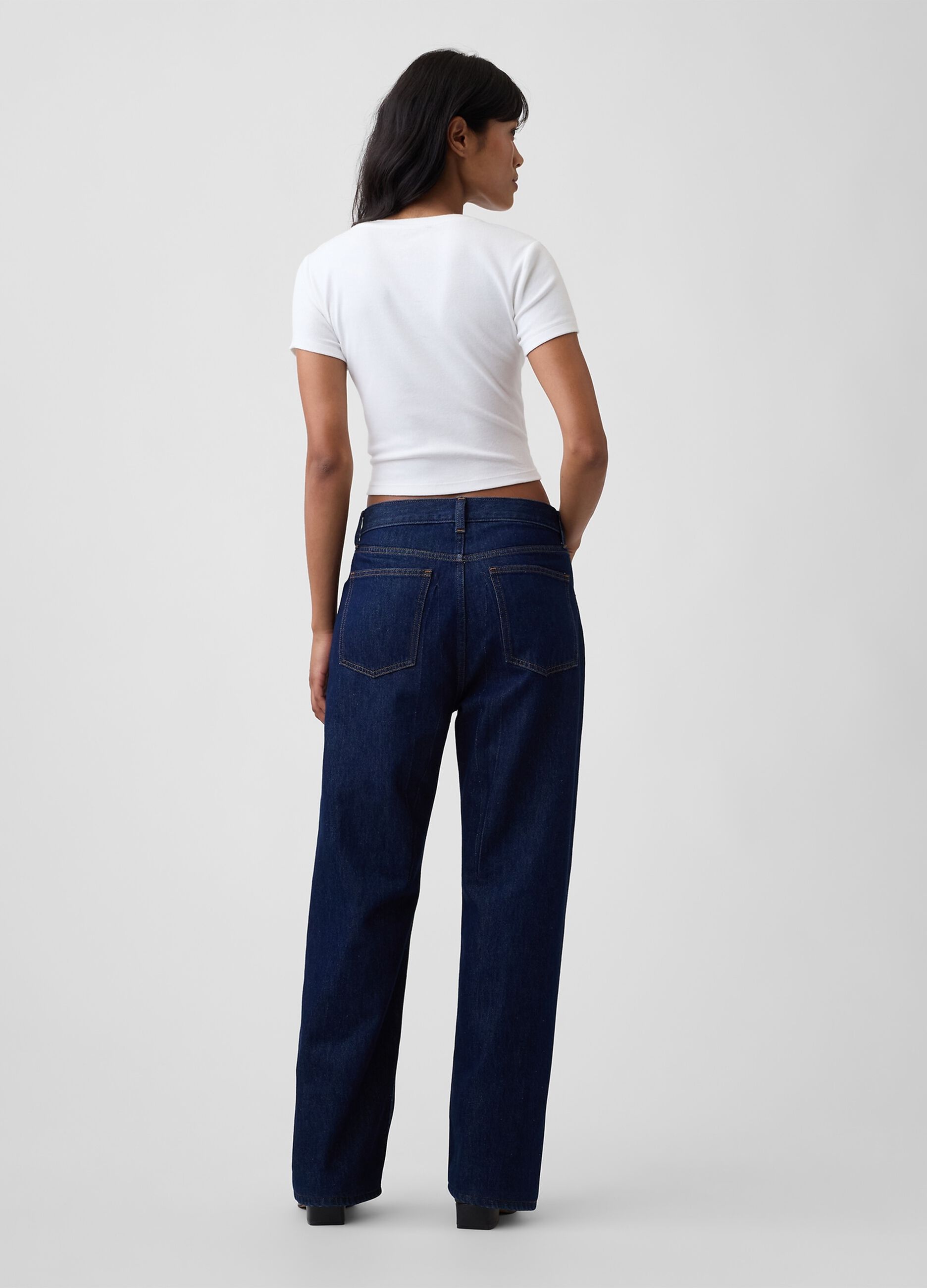 Straight-leg pure cotton denim jeans