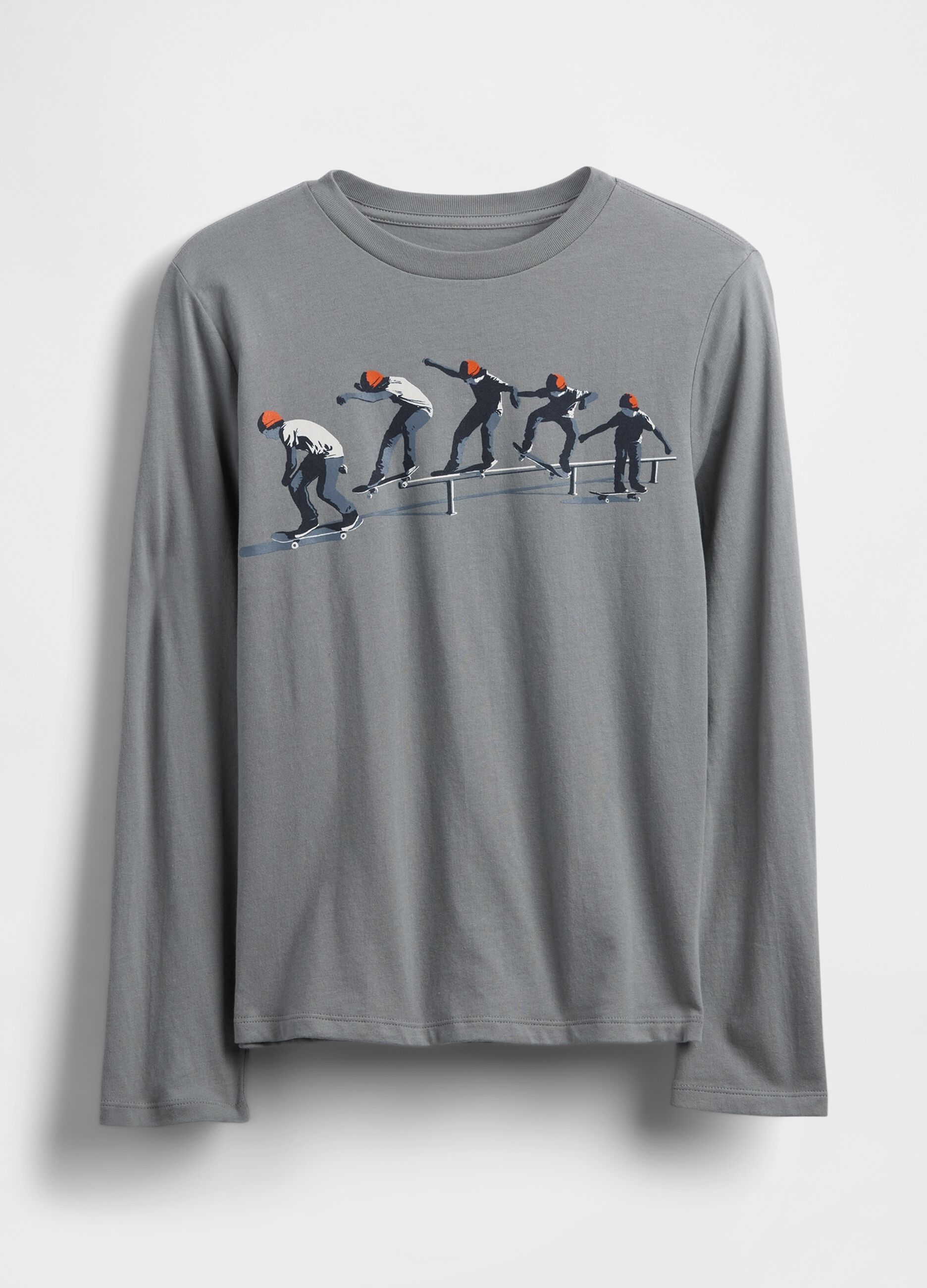 Grey long-sleeve cotton t-shirt