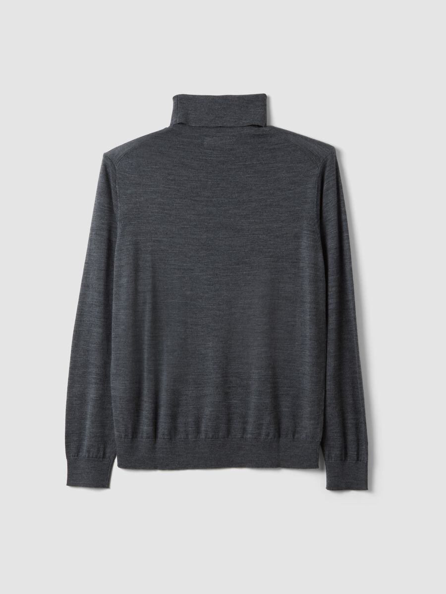 Grey Marl Merino Wool Roll-Neck Jumper_2