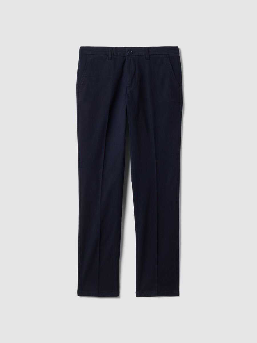 Pantaloni chino blu in twill di cotone elasticizzato slim fit_5