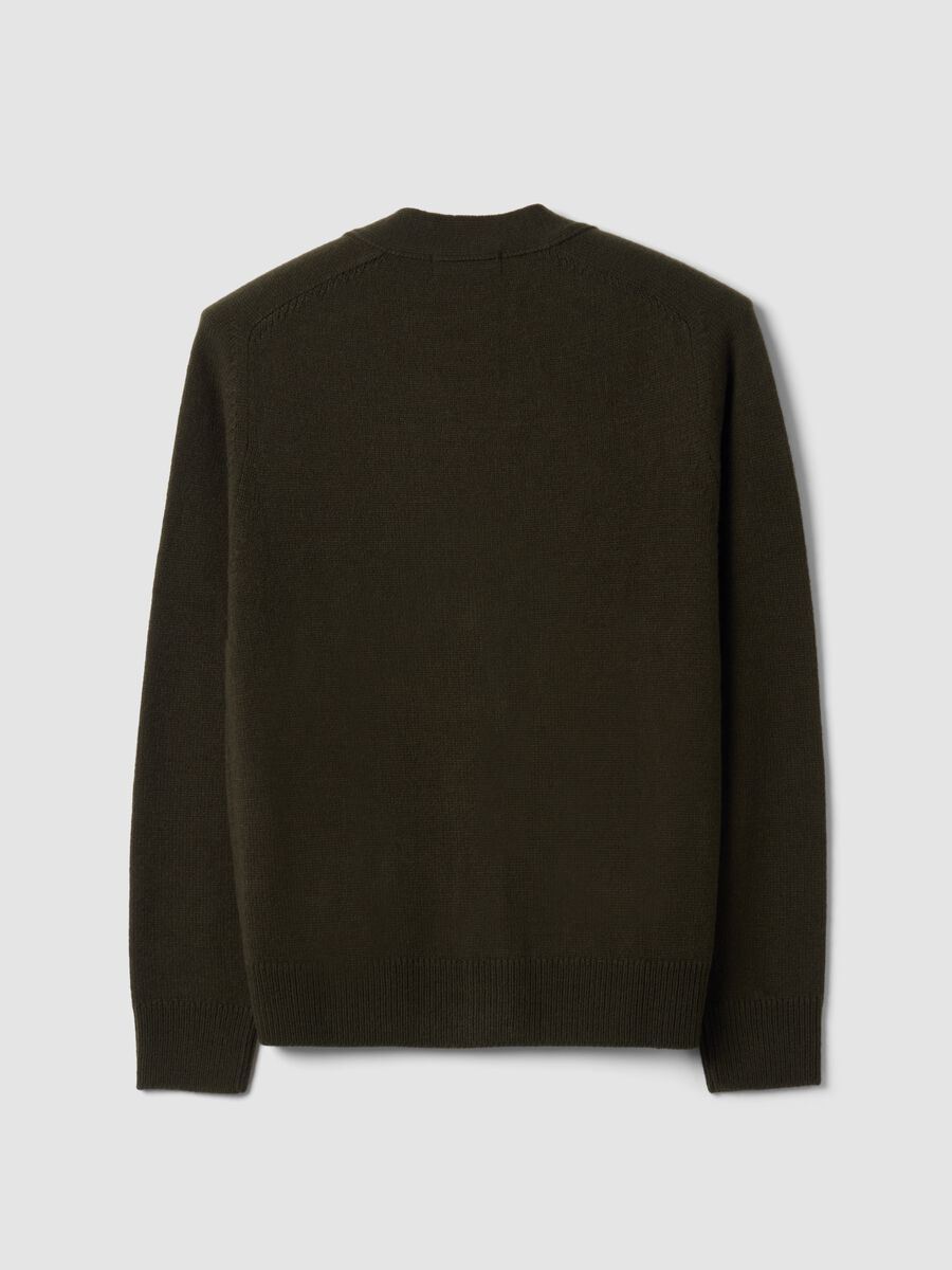 Green wool-blend cardigan with deep V-neck_2