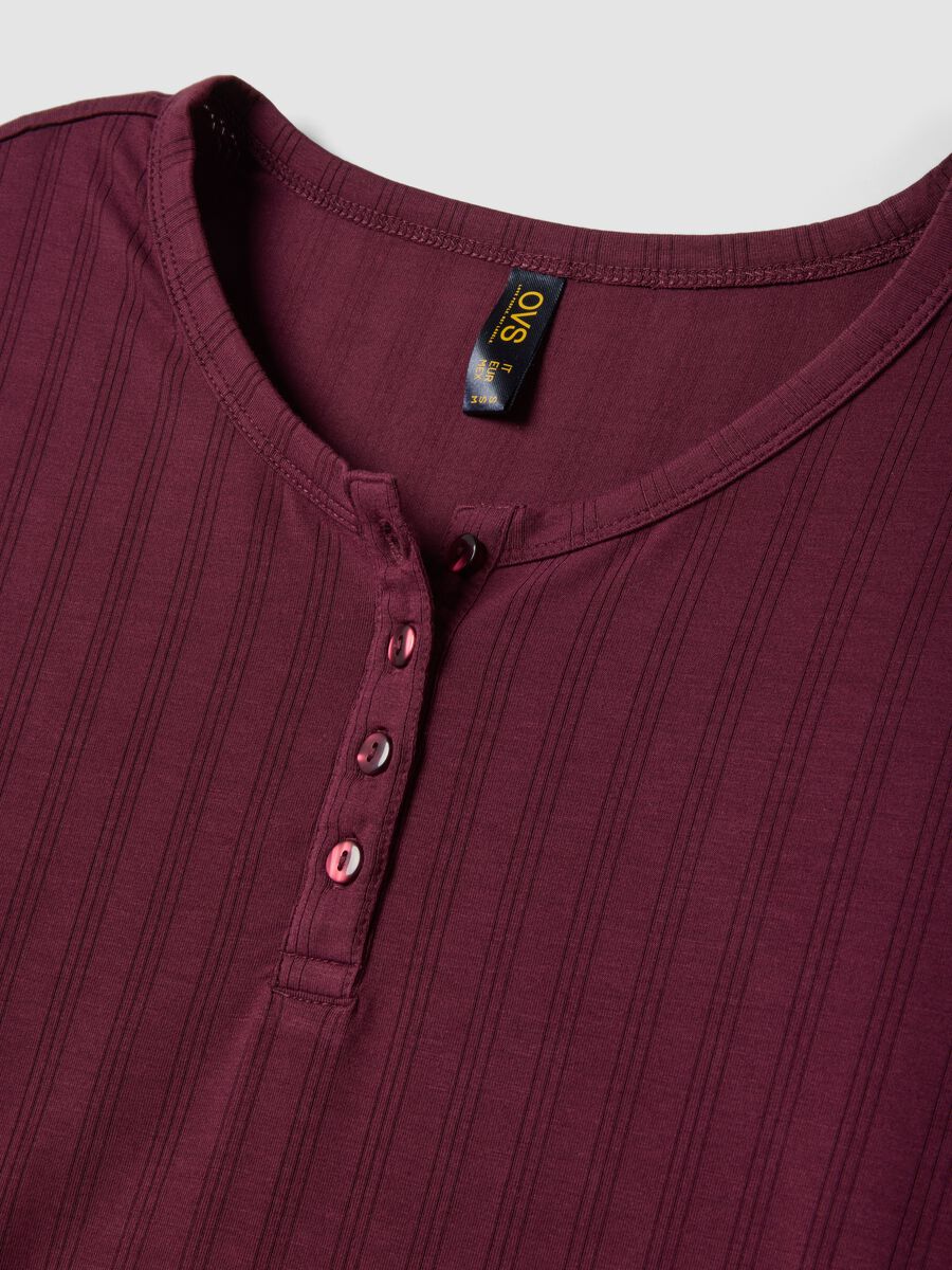 Red ribbed stretch viscose pyjama top_1