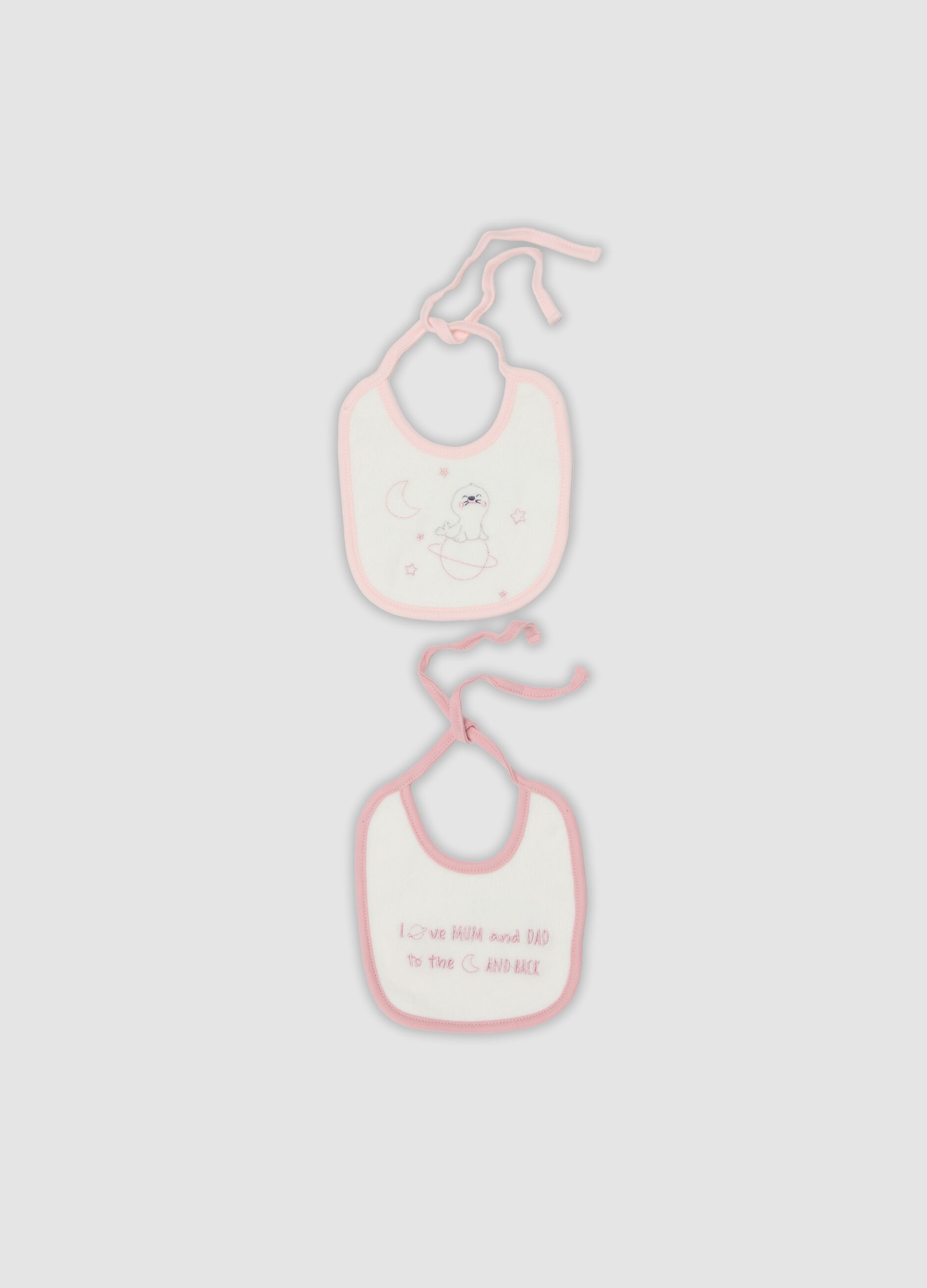 Bipack di bavette rosa in misto cotone organico