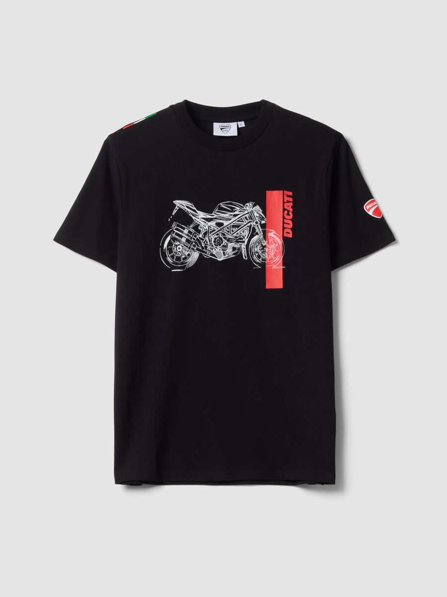 Black pure cotton Ducati print T-shirt, regular fit_4