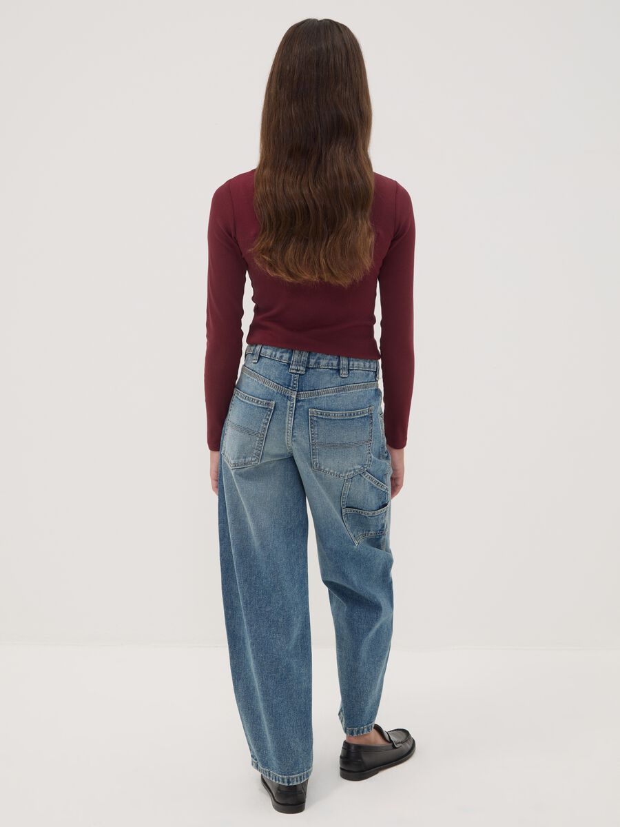 Blue denim pure cotton balloon-fit jeans_1