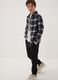 Black stretch-cotton denim joggers with elasticated waistband for boys_0