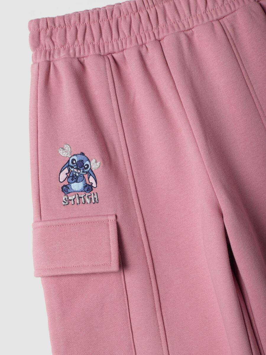 Pink cotton-blend cargo trousers with Lilo & Stitch theme_3